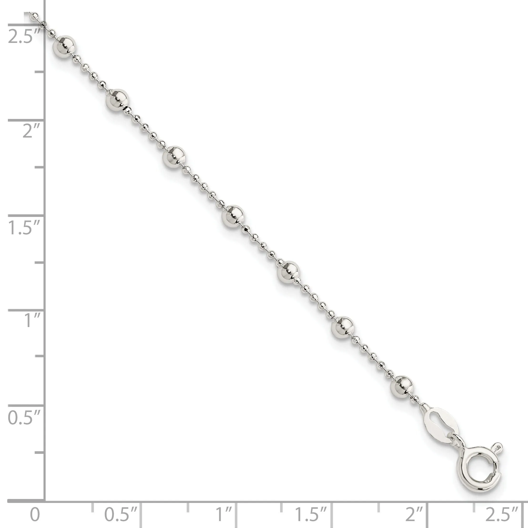 Sterling Silver Polished Finish Beaded Bracelet