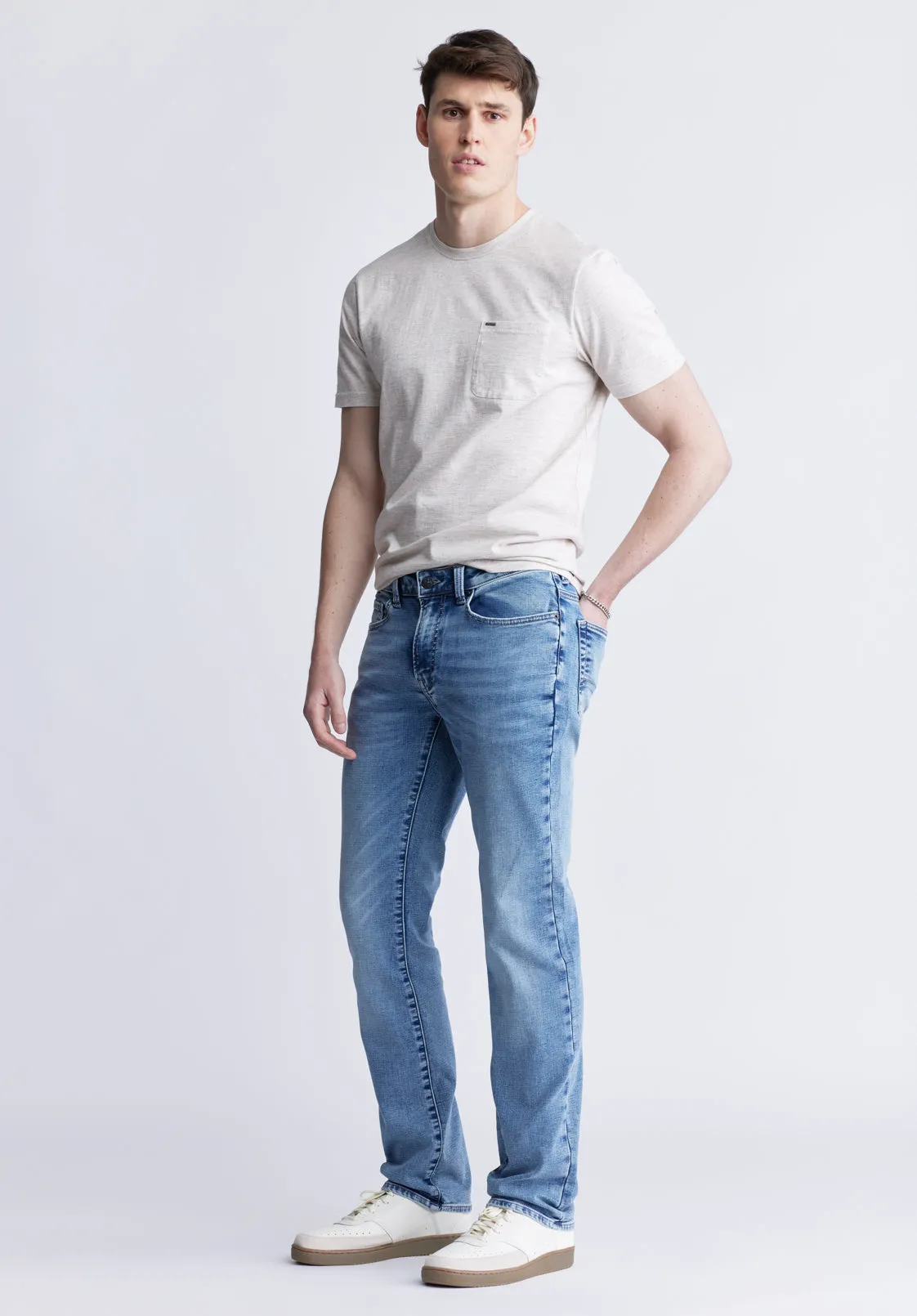Straight Six Men's Five-Pocket Freedom Flex Jeans, Sanded Wash - BM22998