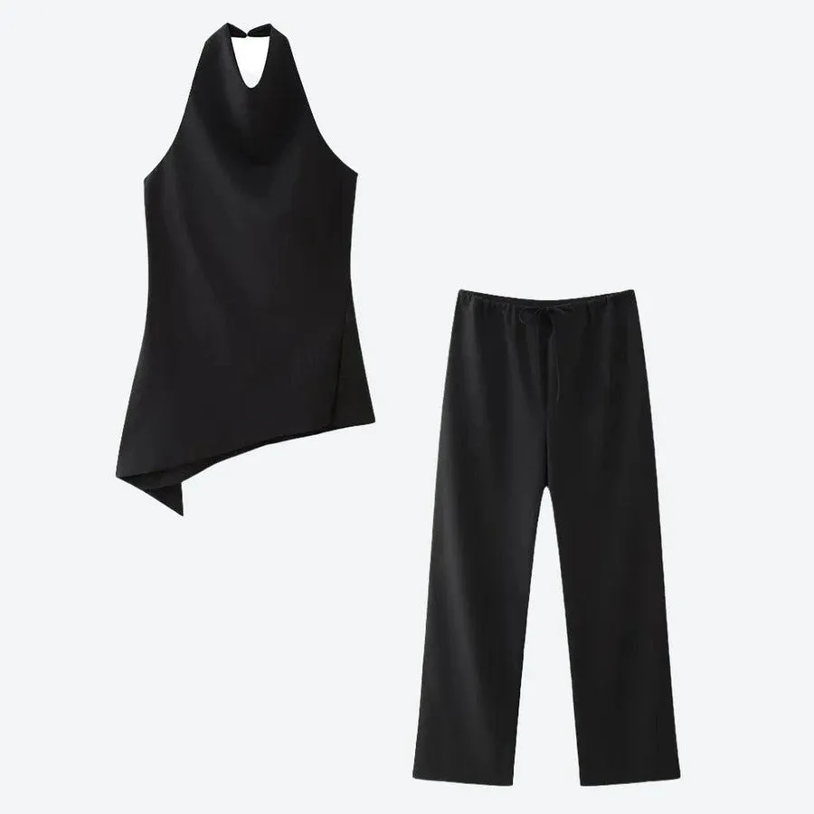 Stylish Asymmetrical Top and Pants Set