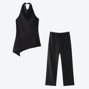 Stylish Asymmetrical Top and Pants Set