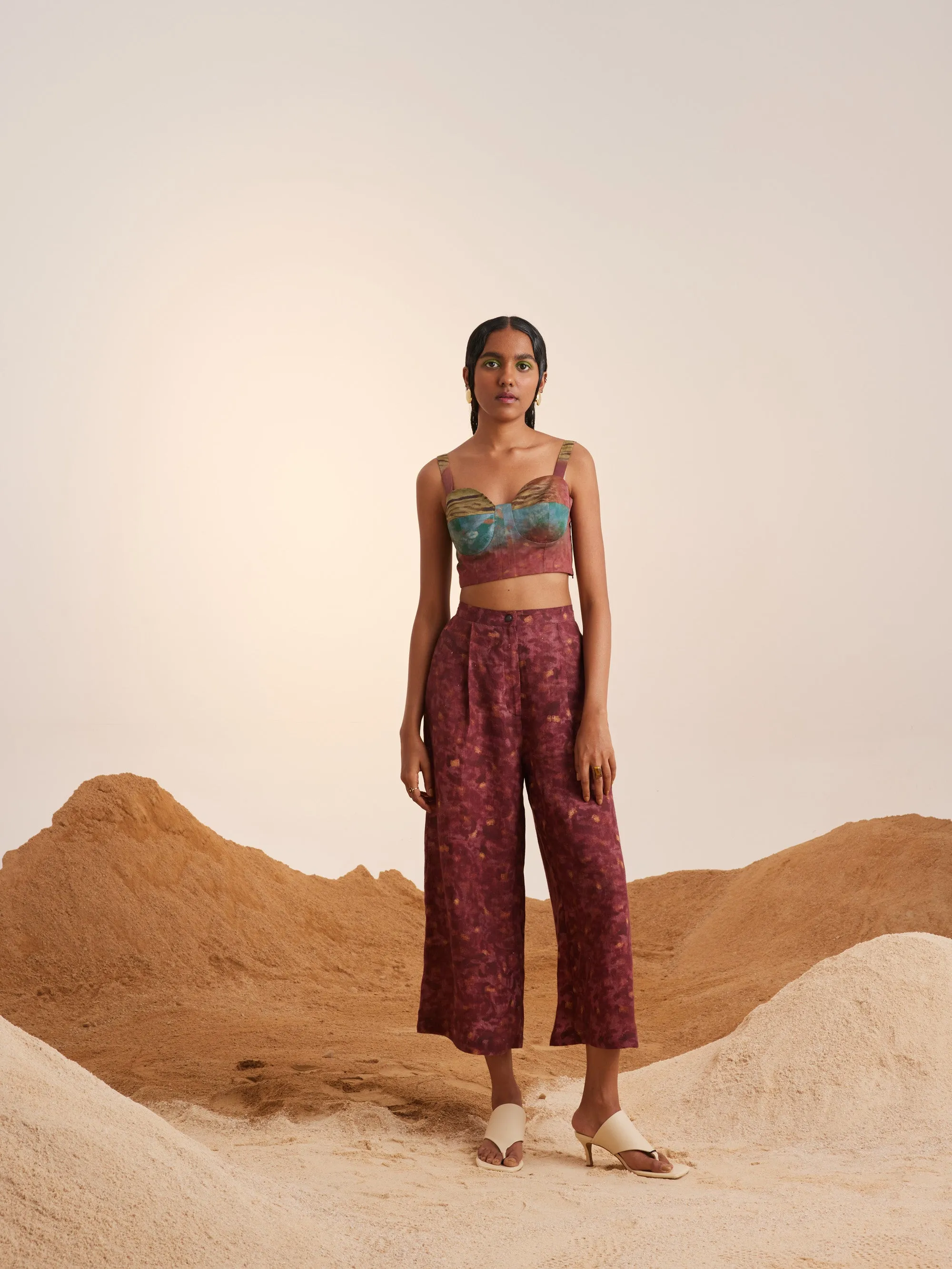Summer Co-Ord Set Of 3 Jacket Blazer Pants Bustier-Grain-Linen-Ss25-Sb3-Cord