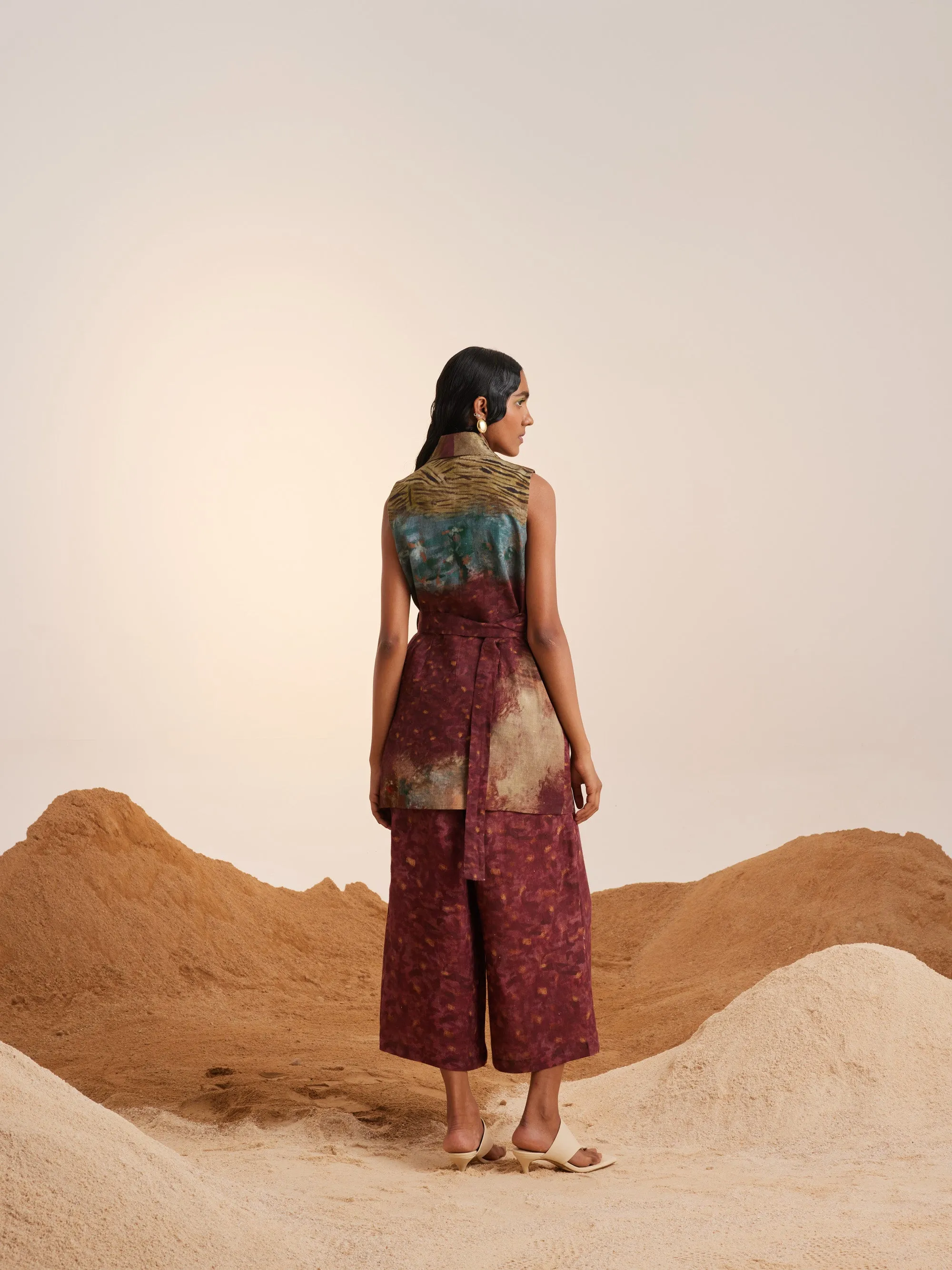 Summer Co-Ord Set Of 3 Jacket Blazer Pants Bustier-Grain-Linen-Ss25-Sb3-Cord