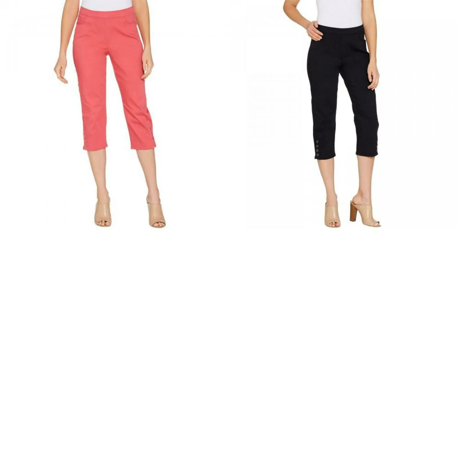 Susan Graver Women's Stretch Twill Pull-On Pants With Button Detail
