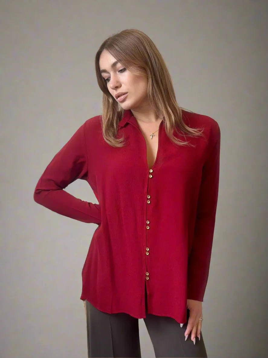 T.ba Hacking Long Sleeves Viscose Blouse