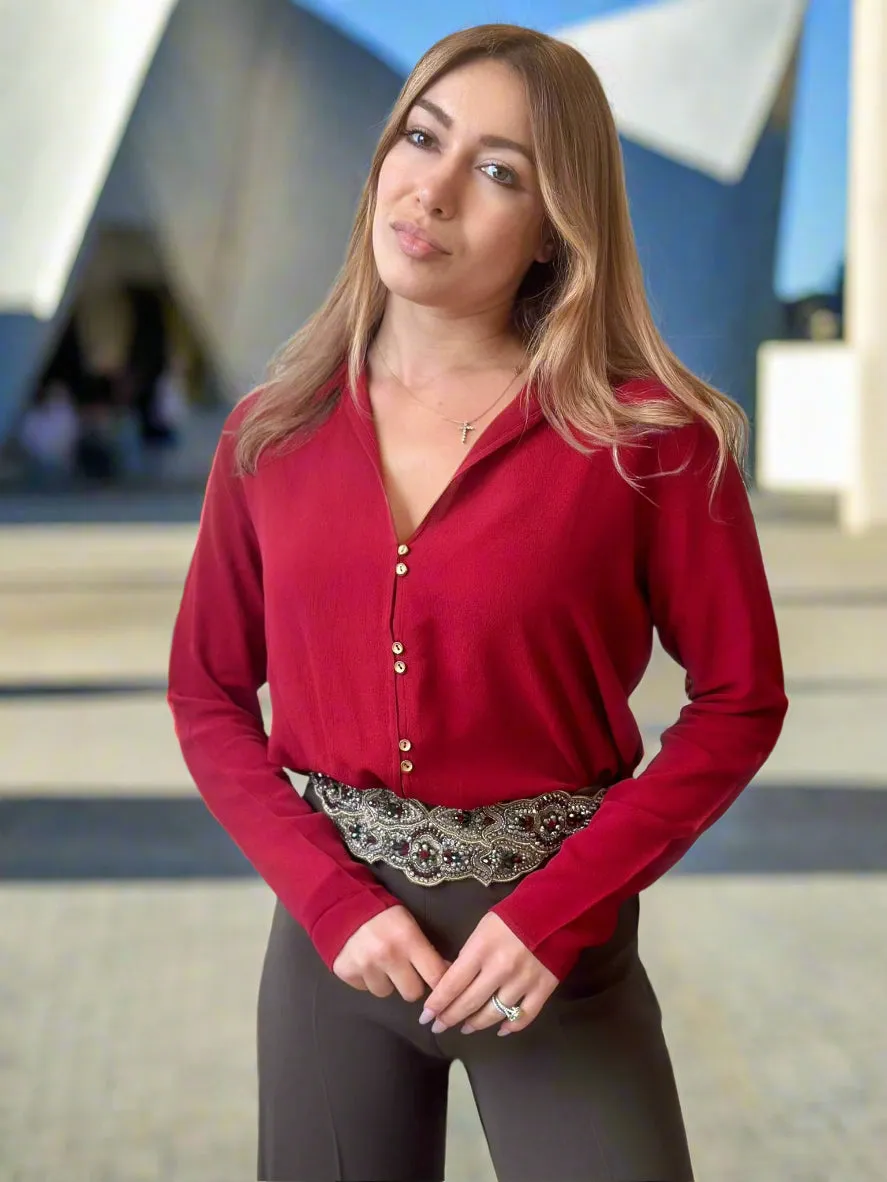 T.ba Hacking Long Sleeves Viscose Blouse