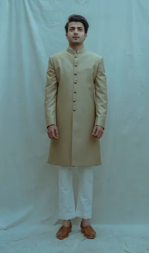 Textured Beize Bandhgala Achkan set
