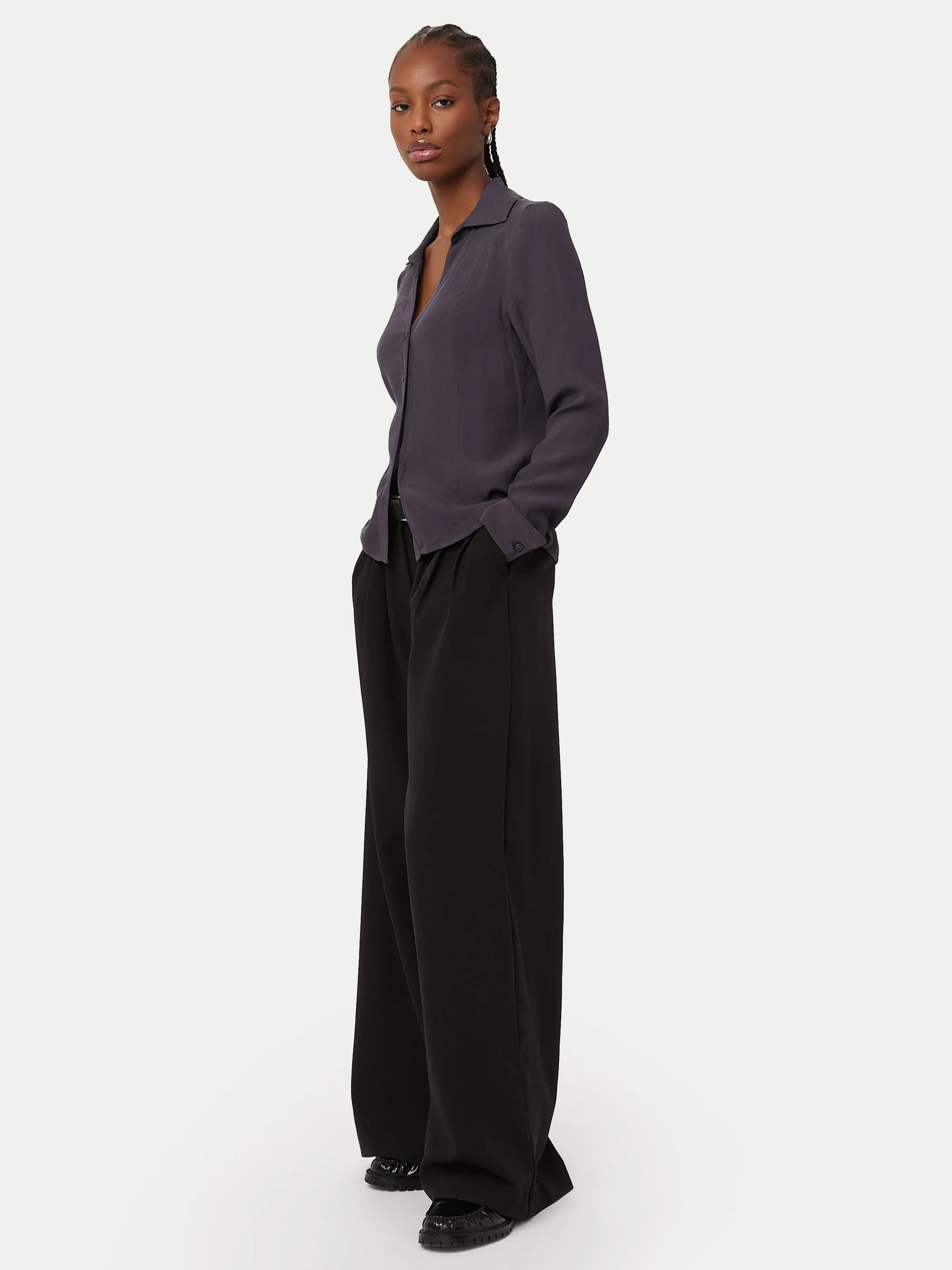 The Fitted Sheer Blouse in Dark Grey