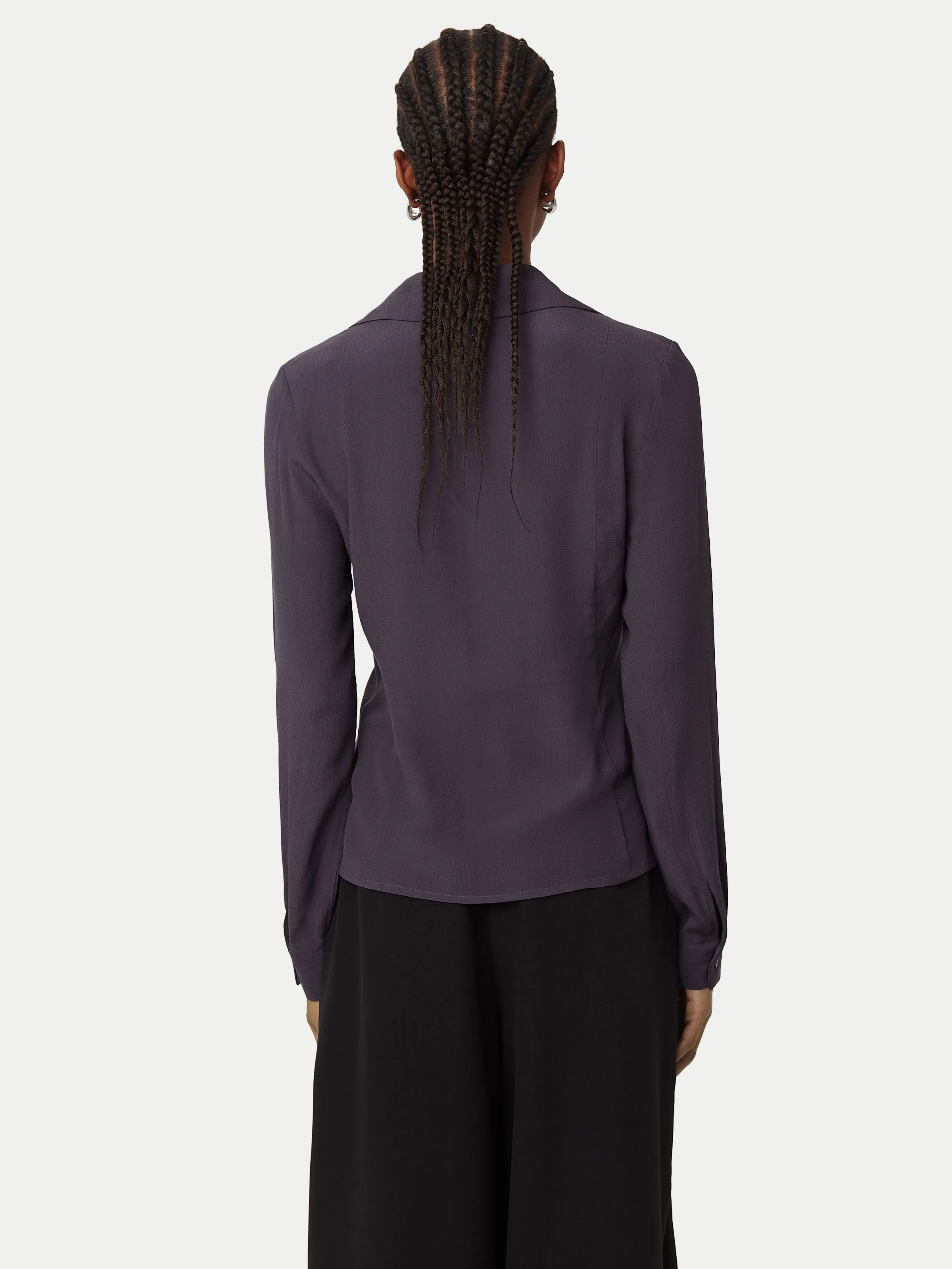 The Fitted Sheer Blouse in Dark Grey