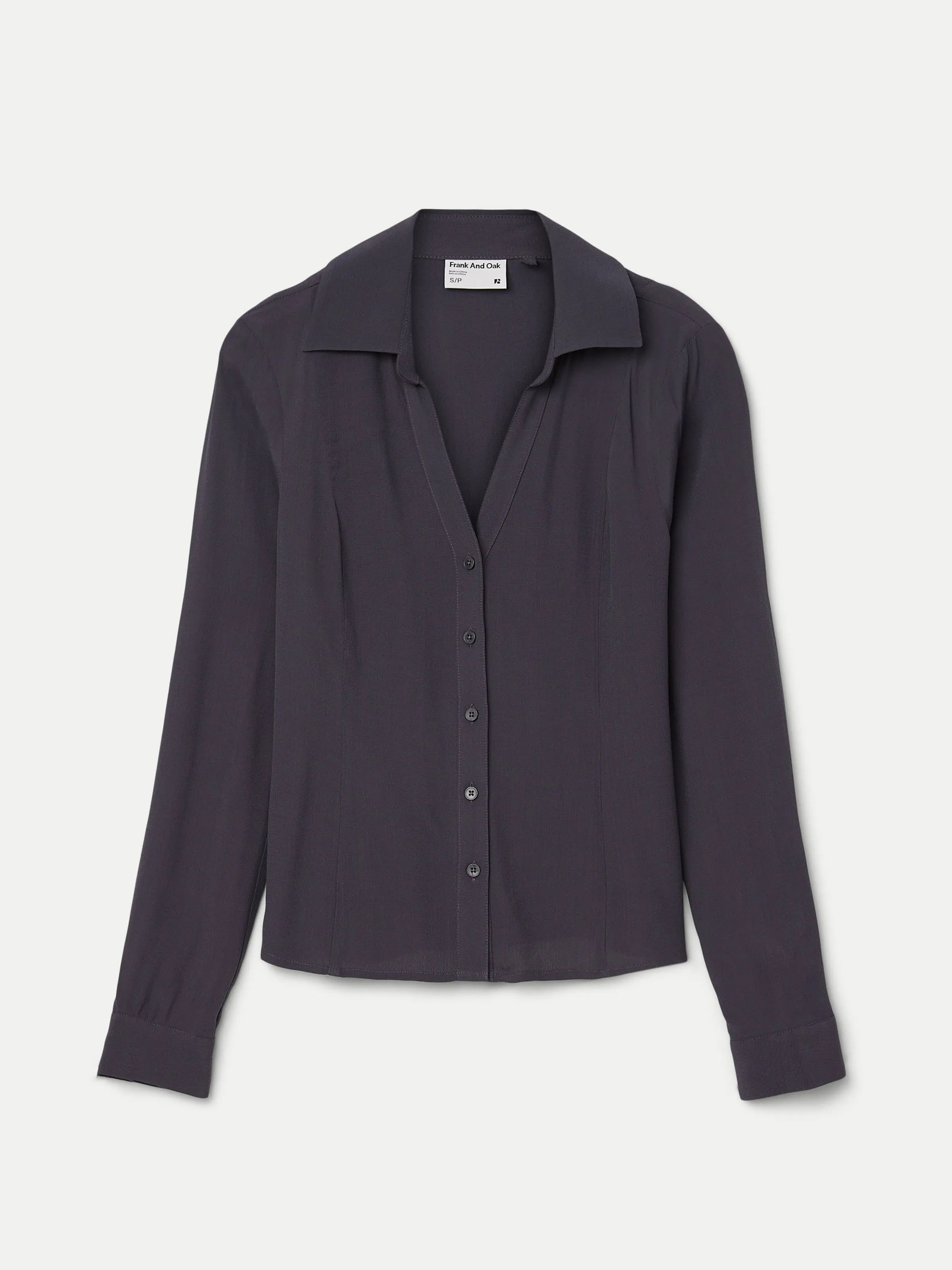 The Fitted Sheer Blouse in Dark Grey
