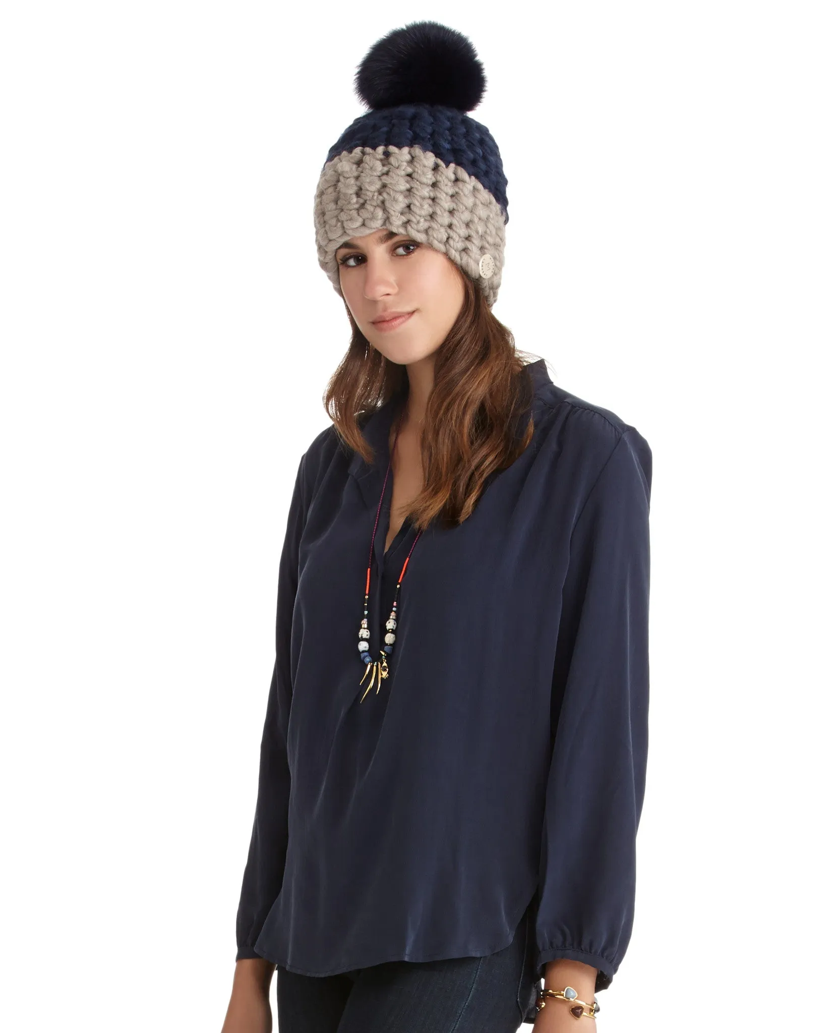 The Podolls Navy Silk Blouse