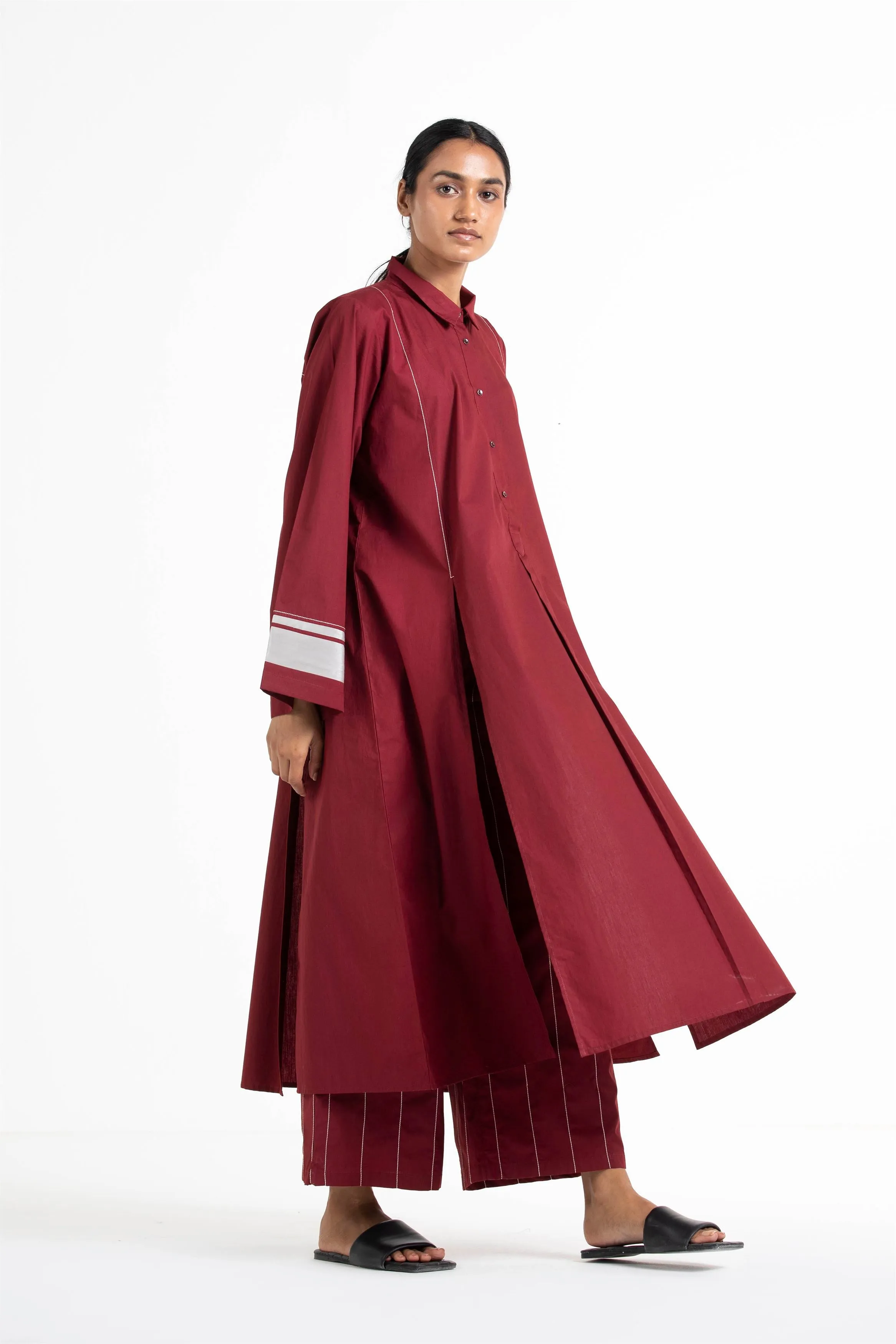 THREE   -   Wide Sleeve Panel Slit Shirt