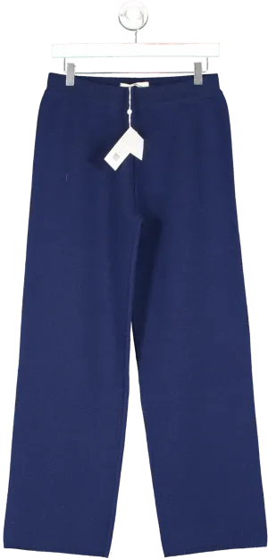 Tory Burch Blue Merino Cashmere Wide Length Pants UK S