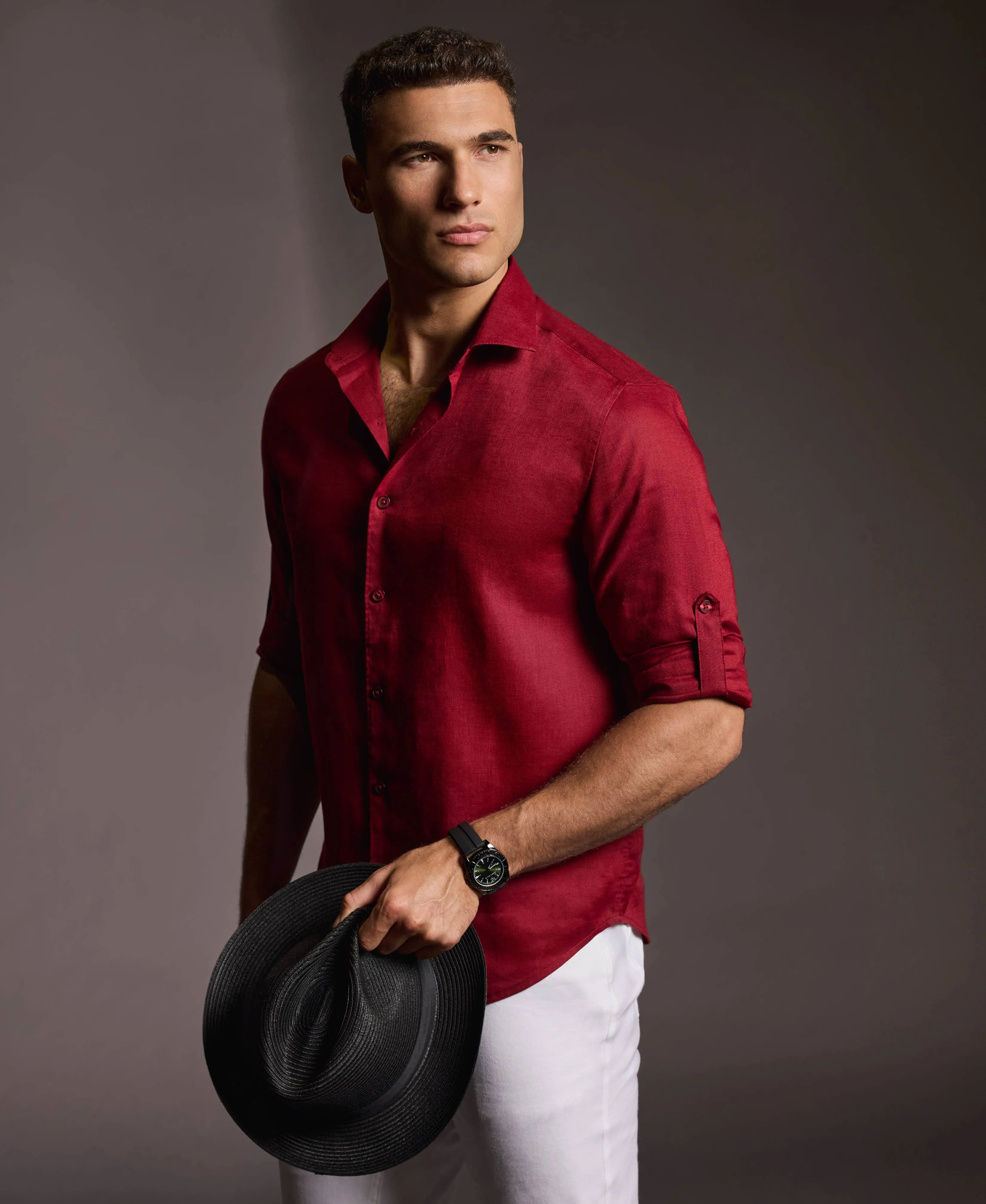 Travelselect™ Linen-Blend Rolled Sleeve Shirt