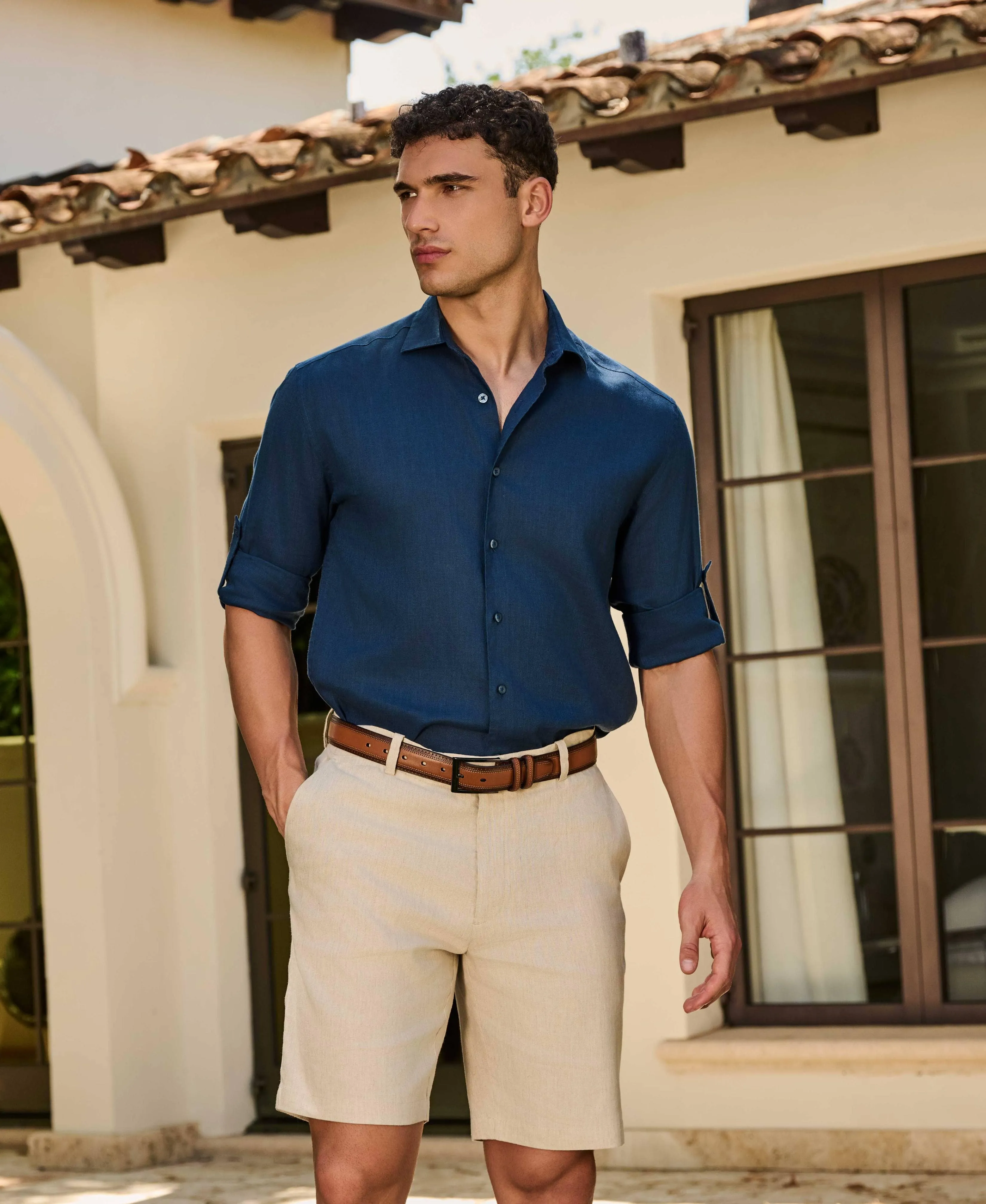 Travelselect™ Linen-Blend Rolled Sleeve Shirt