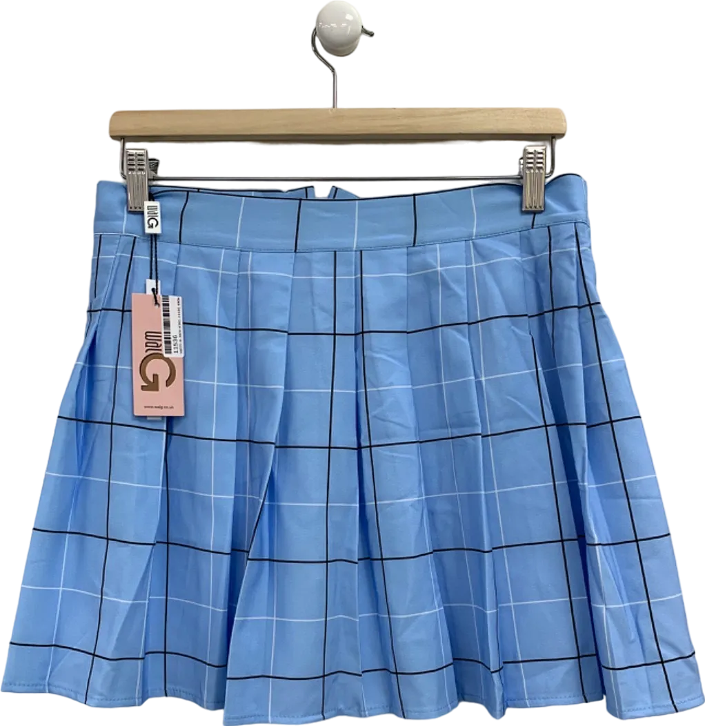 Wal G Powder Blue Gemma Pleated Mini Skirt UK 14