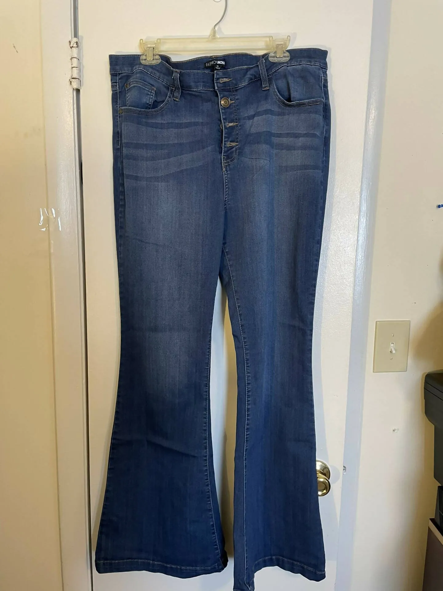 Wide Leg Button Fly Jeans