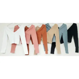Wide V Neck Crop Long Sleeve Top