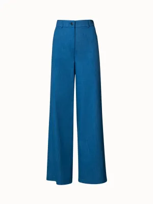Wide Washed Cotton Lyocell Denim Pants