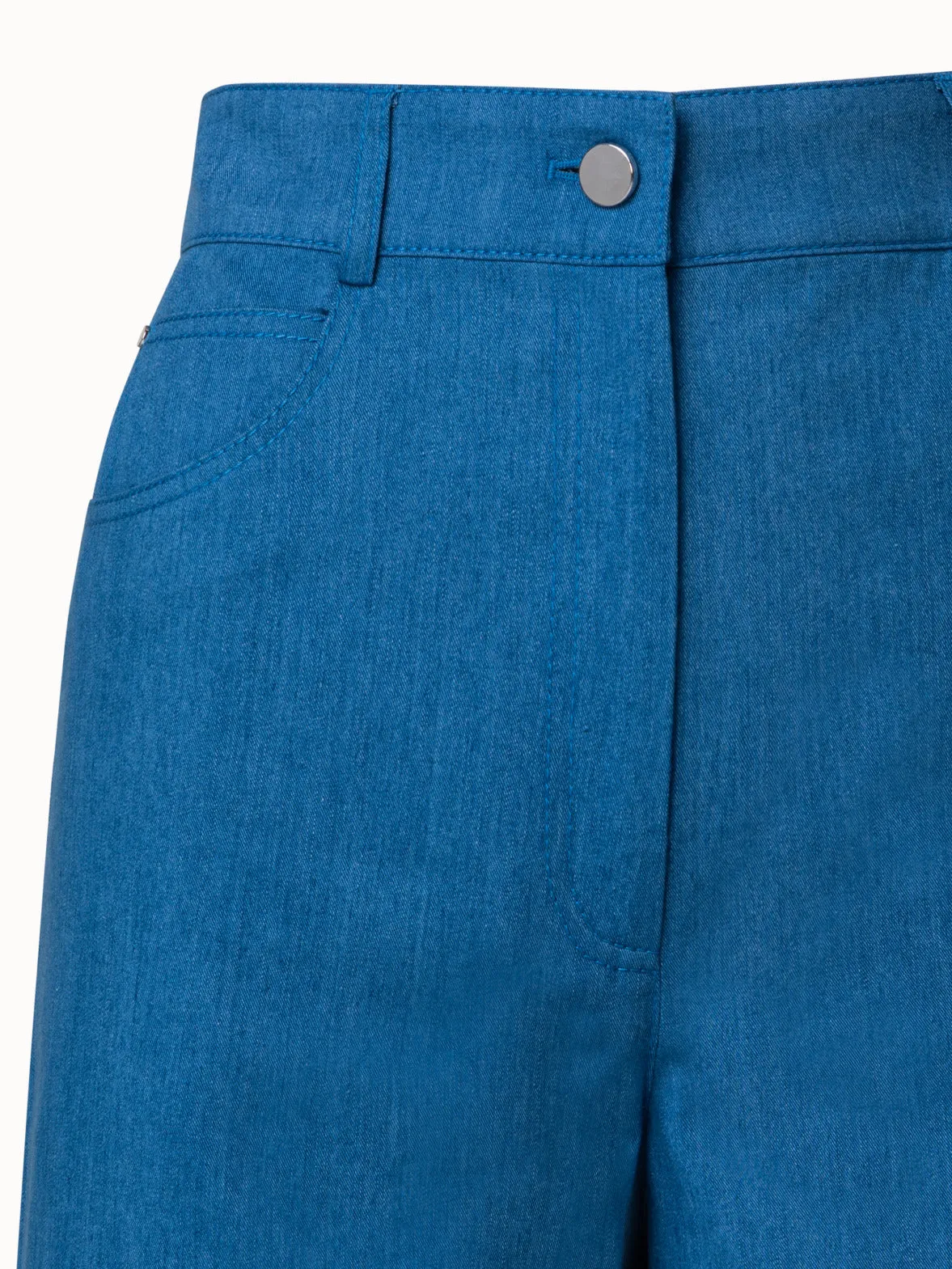 Wide Washed Cotton Lyocell Denim Pants