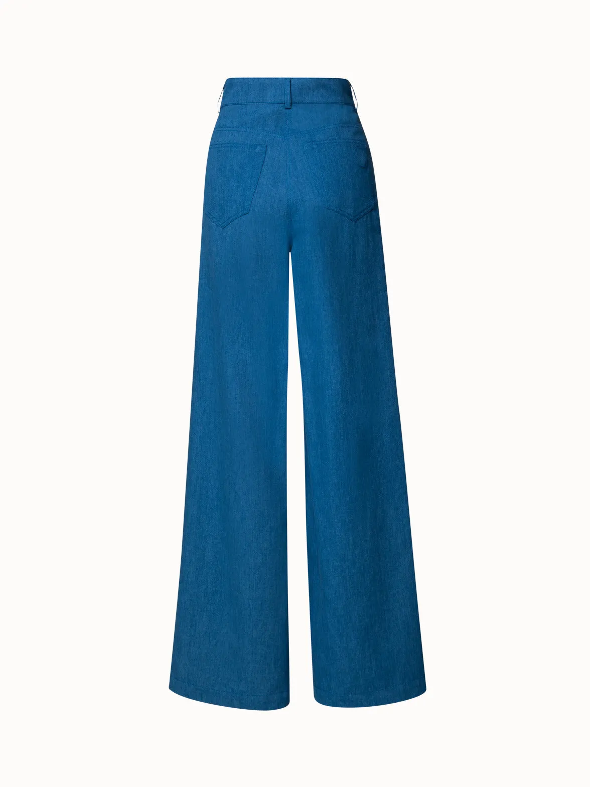 Wide Washed Cotton Lyocell Denim Pants