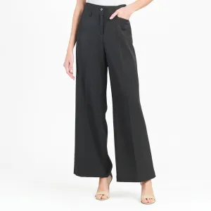 Woven Twill - Zip Closure Wide Leg Pocket Trouser - Black - Final Sale!