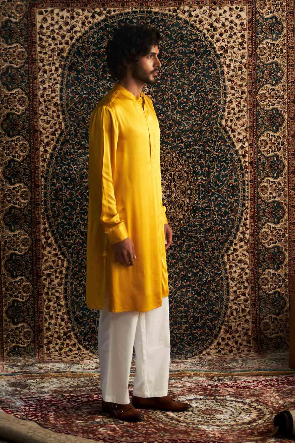 Yellow Full Sleeves Kurta Set